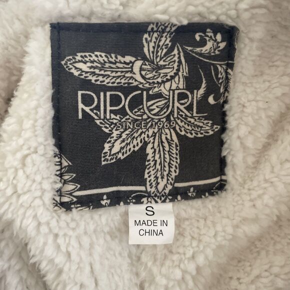 Rip Curl Penny‎ Longline Fleece Jacket Women's S Cream Casual Retro Warm - Picture 12 of 14